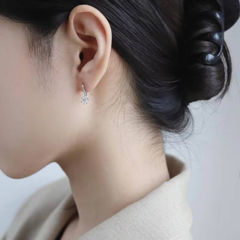 Fine Jewel Four Claws S925 Silver Design GRA Test Drill Pen 1205Ct Pink Color Moissanite Pendant Earrings of Ladies