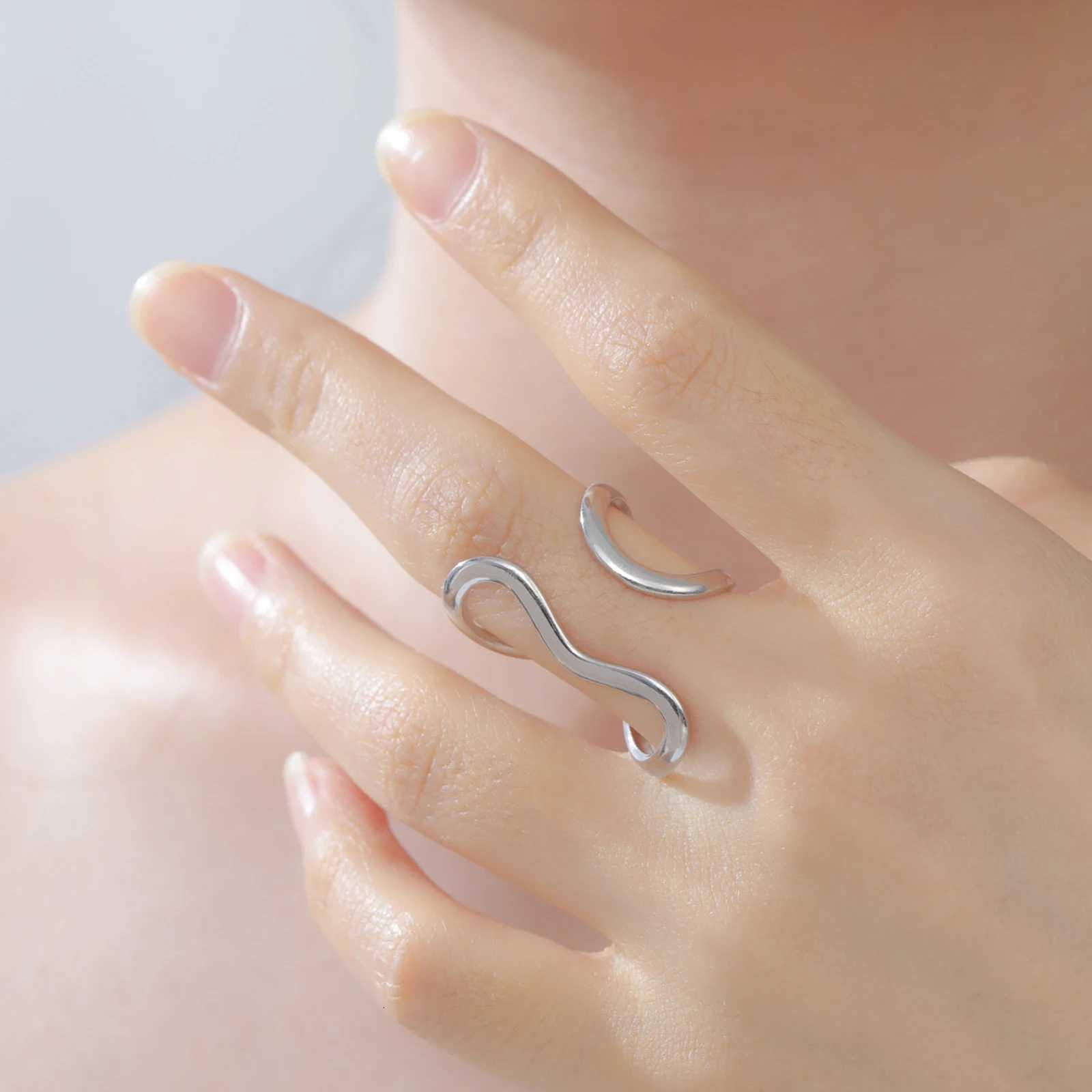 Cazador Stainless Steel Geometric Open Ring Waterproof Double Layers Fashion Finger Rings for Women Party Jewelry Gift Wholesale W250911