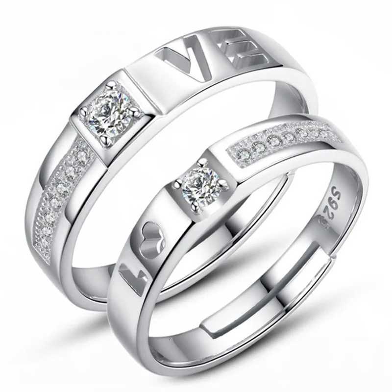 Fashion Exquisite Silver Color Pair Rings for Women Men Adjustable Couple Engagement Wedding Gift Jewelry Accessoires Wholesale W250911