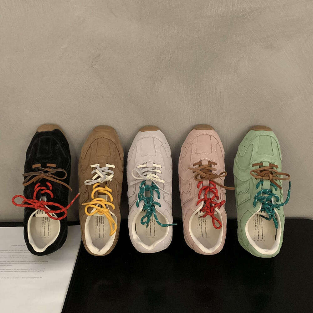 Genuine Leather Training for Women 2025 Spring New Flat Color-Block Casual Sports Designer Shoe Shoes