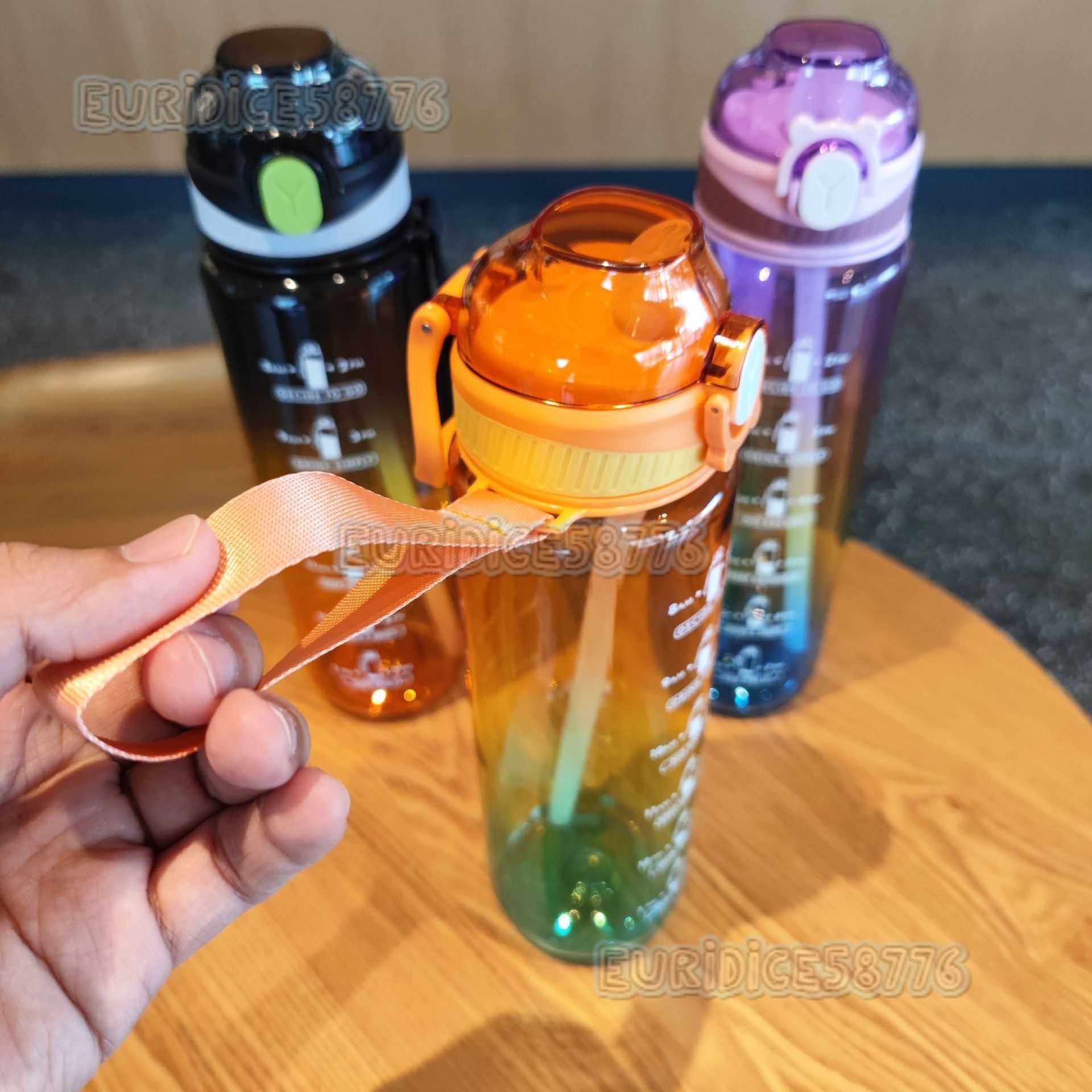 New Transparent Gradient Duckbill Plastic Graduated Travel Cup Outdoor Fitness Sports Straw Space Cup H250911
