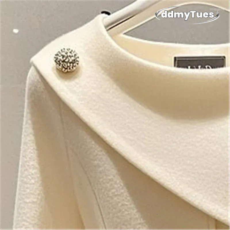 Women's Jackets High End Elegant Jacket Coat Women Autumn Winter O-neck Long Sleeve Fashion Asymmetric Design Office Lady Outwear Tops TUES