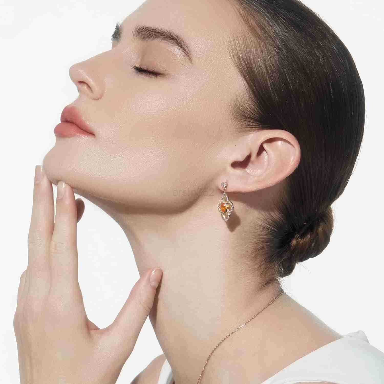 Earrings for Women Lucky 18k Gold Plated Cubic Zirconia TrenDY Drop Earrings Jewelry GiftW250911