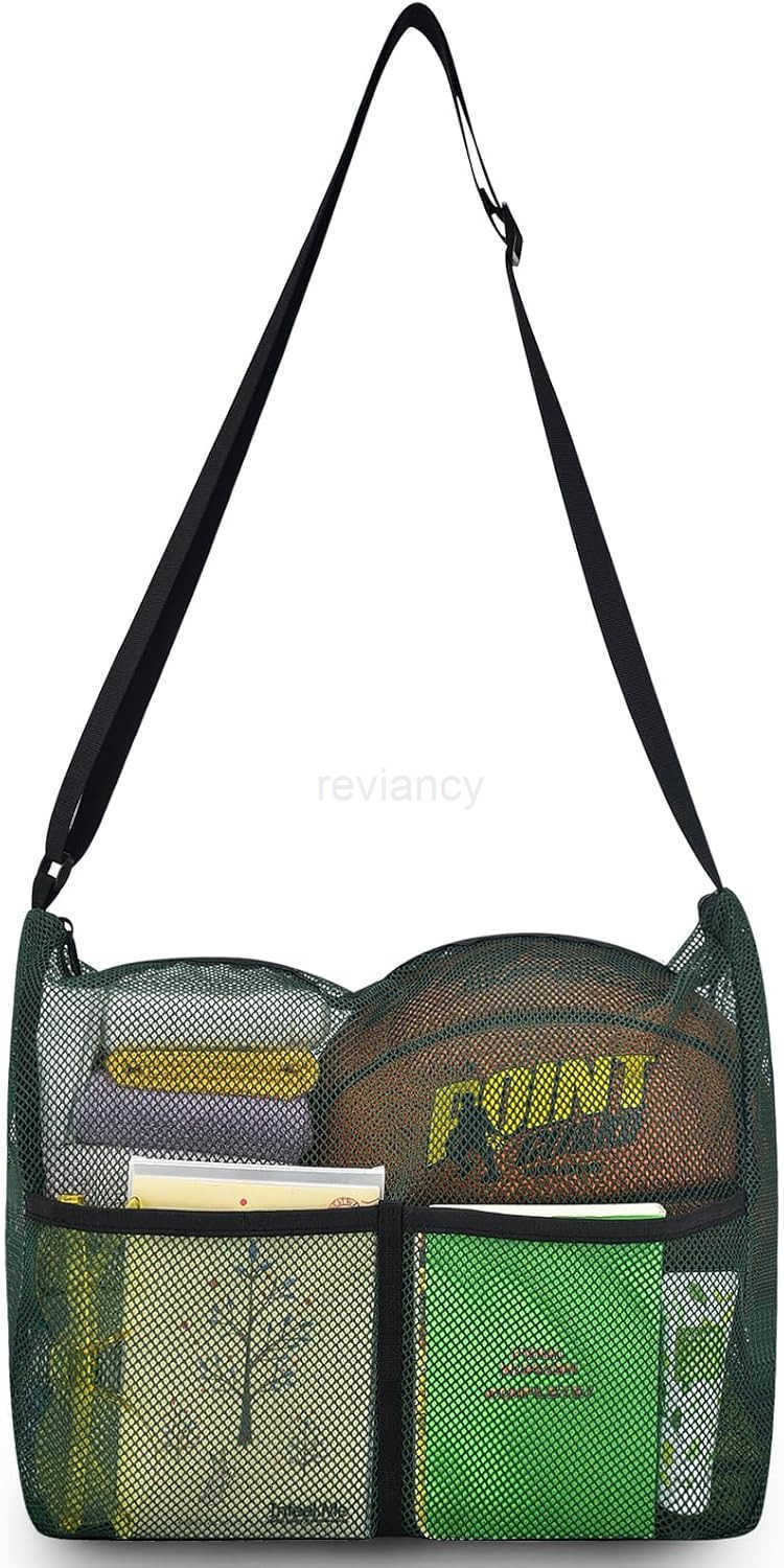 Tote Bag Mesh Bag Crossbody Satchel 12x6x12 for Gym Beach Ball Games Training Camping Hiking Clothes StorageW250911