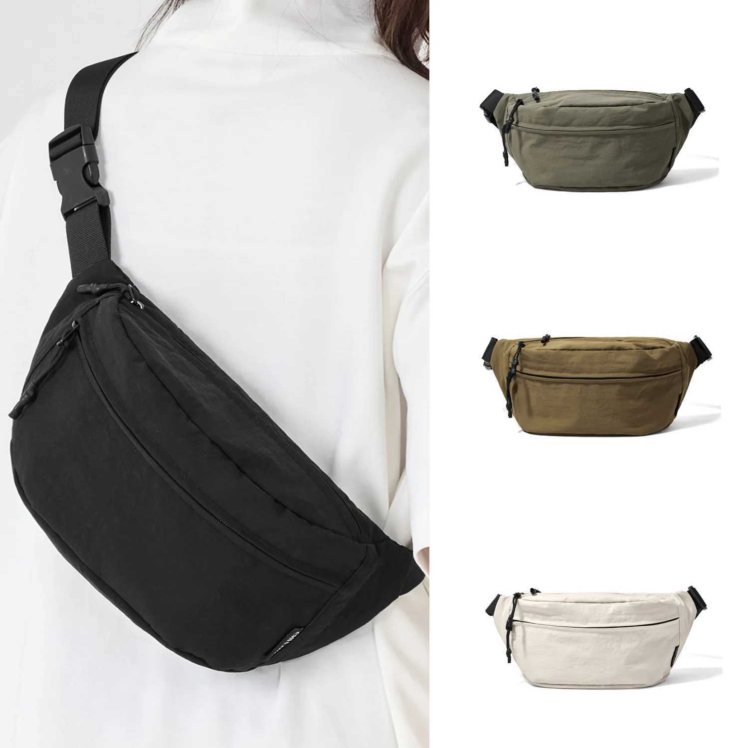 Womens BigCapacity Casual Chest Bag Mens Durable Biker Waist Bag Nylon Simple Unisex Crossbody Bag Z250911