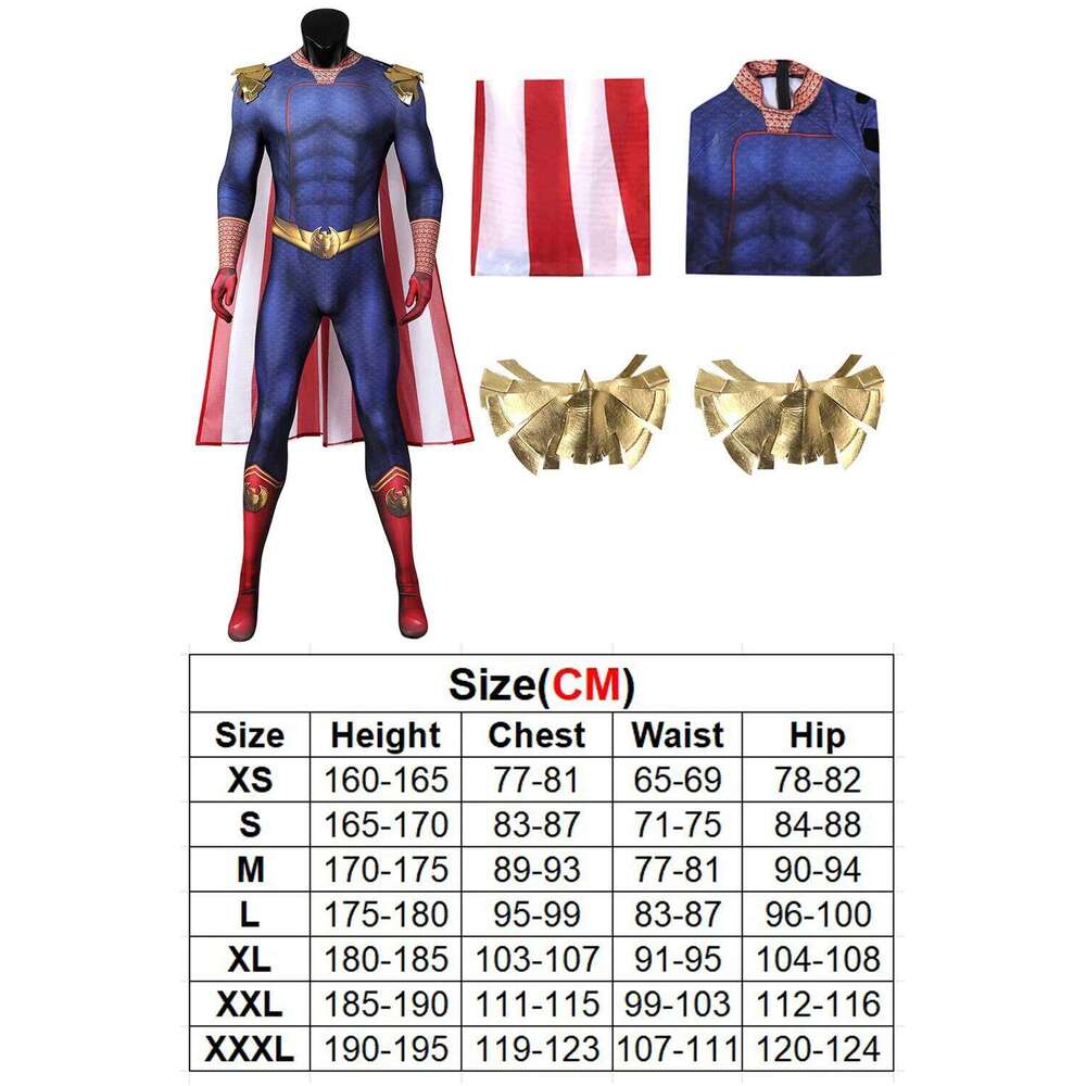 Fantasia Homelander Cosplay Ju mpsuit Cloak Cartoon TV The Boys Disfraz Costume Adult Men Male Halloween Carnival Party Clothes