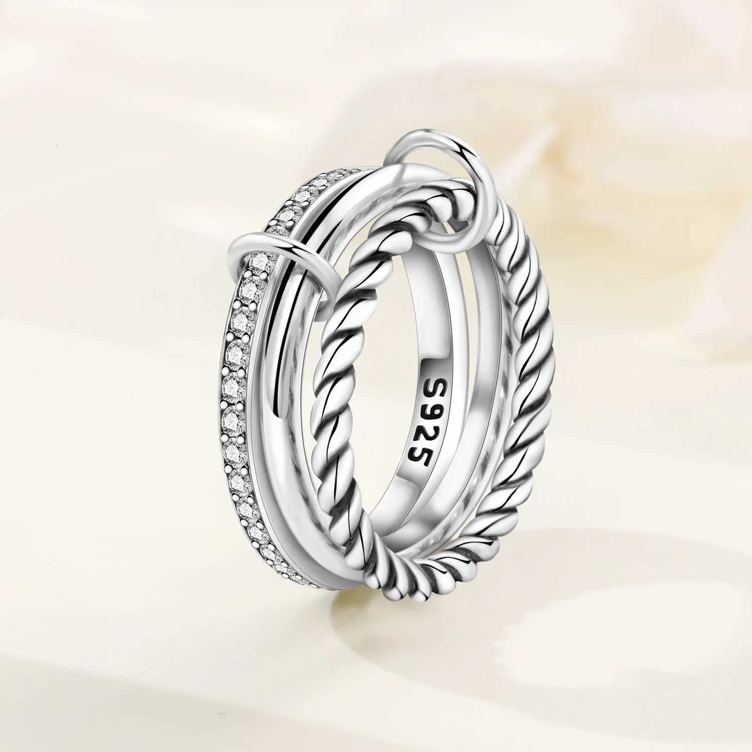 CYCUFF 925 Sterling Silver Designed Simple Fashion 3Ring Rings Closed Ring for Women Birthday Party Jewelry Gift Ring Comfort W250911