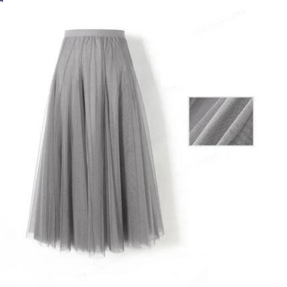 New Women Mesh Elastic Tutu Beach Spring Summer Korean High Waist Fashion Pleated Long Skirt Black White Tulle Skirts dongdumaoyi
