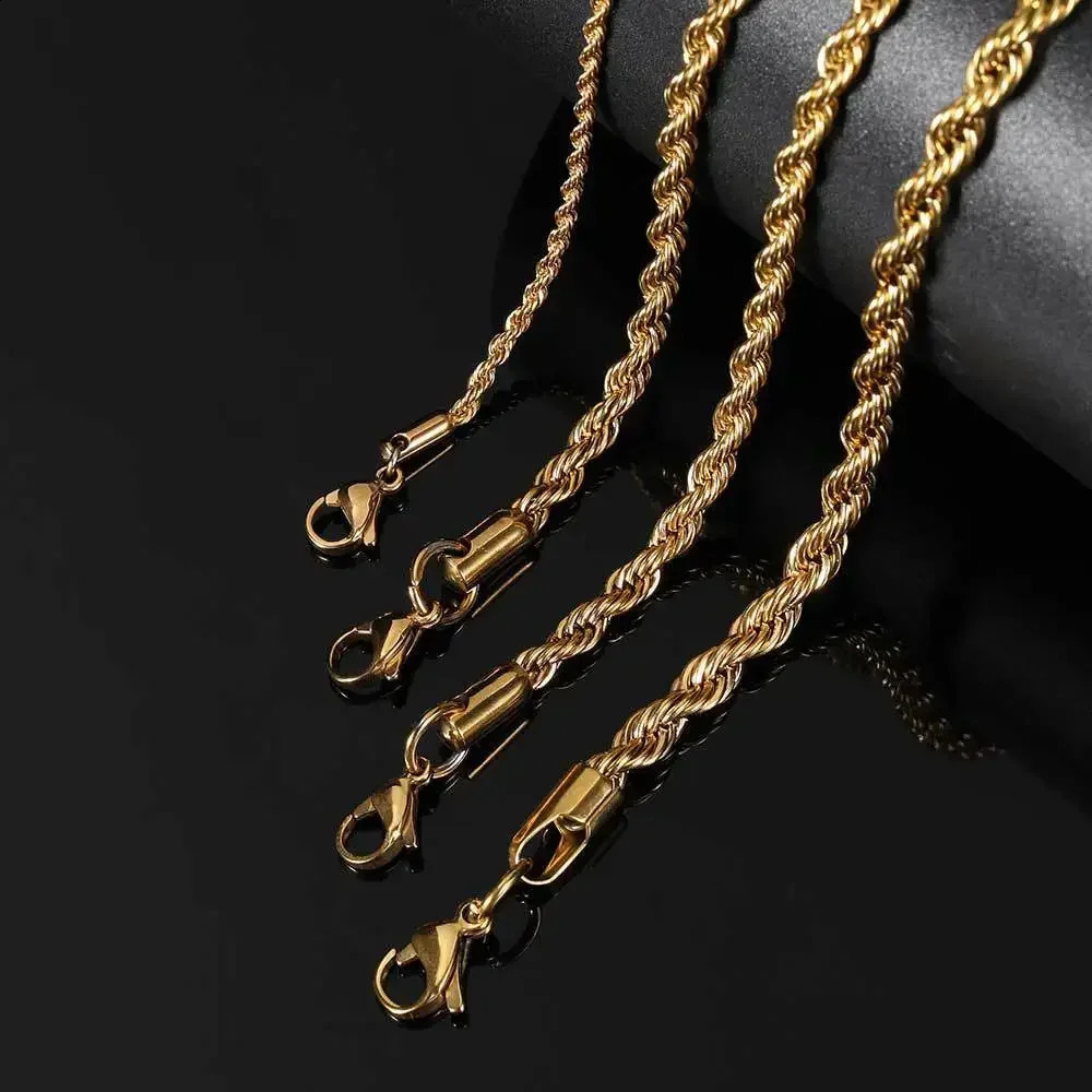 Stainless Steel Bracelet For Women Men 23456MM Gold Color Twisted Rope Chain Bangle Fashion Never Fade Jewelry Accessories 250910