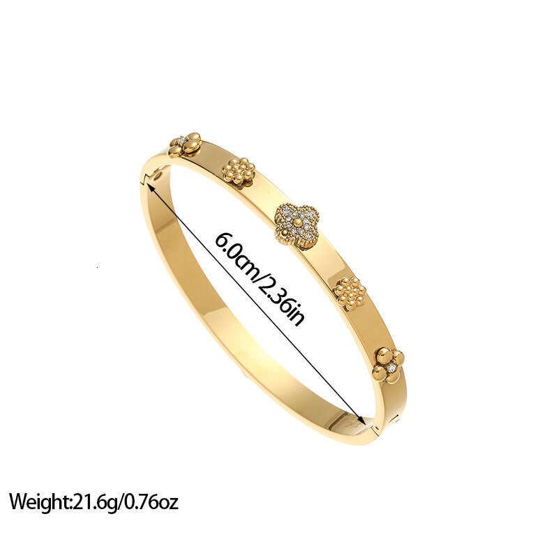 gold tone bracelet designer for women bracelet Four Leaf Clover Bracelet 18K Gold Plated Full Diamond Luxury Jewelry Bracelet Niche Design Four Leaf F