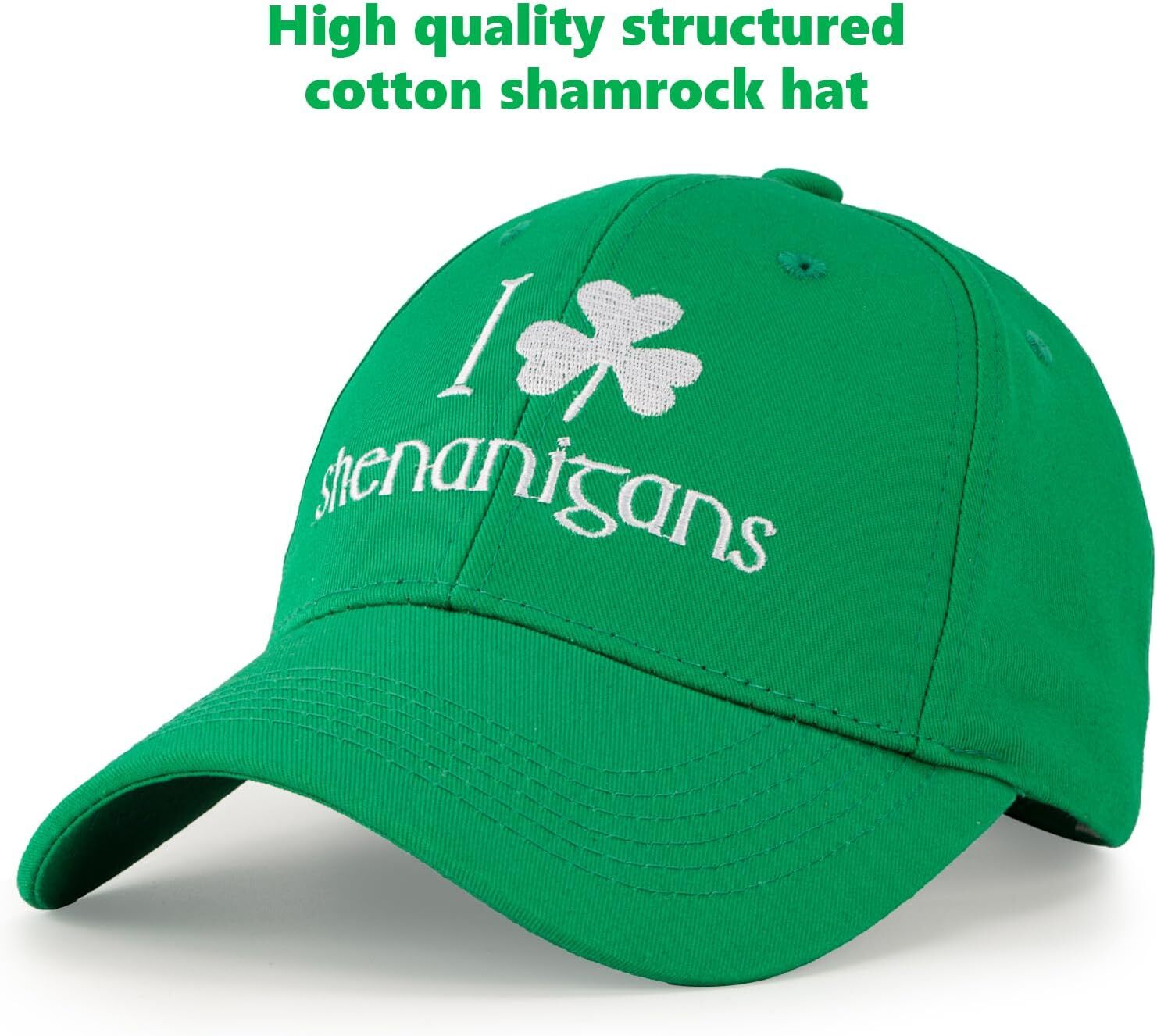 St Patricks Day Hat, Green Trucker Hat for Men Women, Adjustable Cotton Shamrock Cap