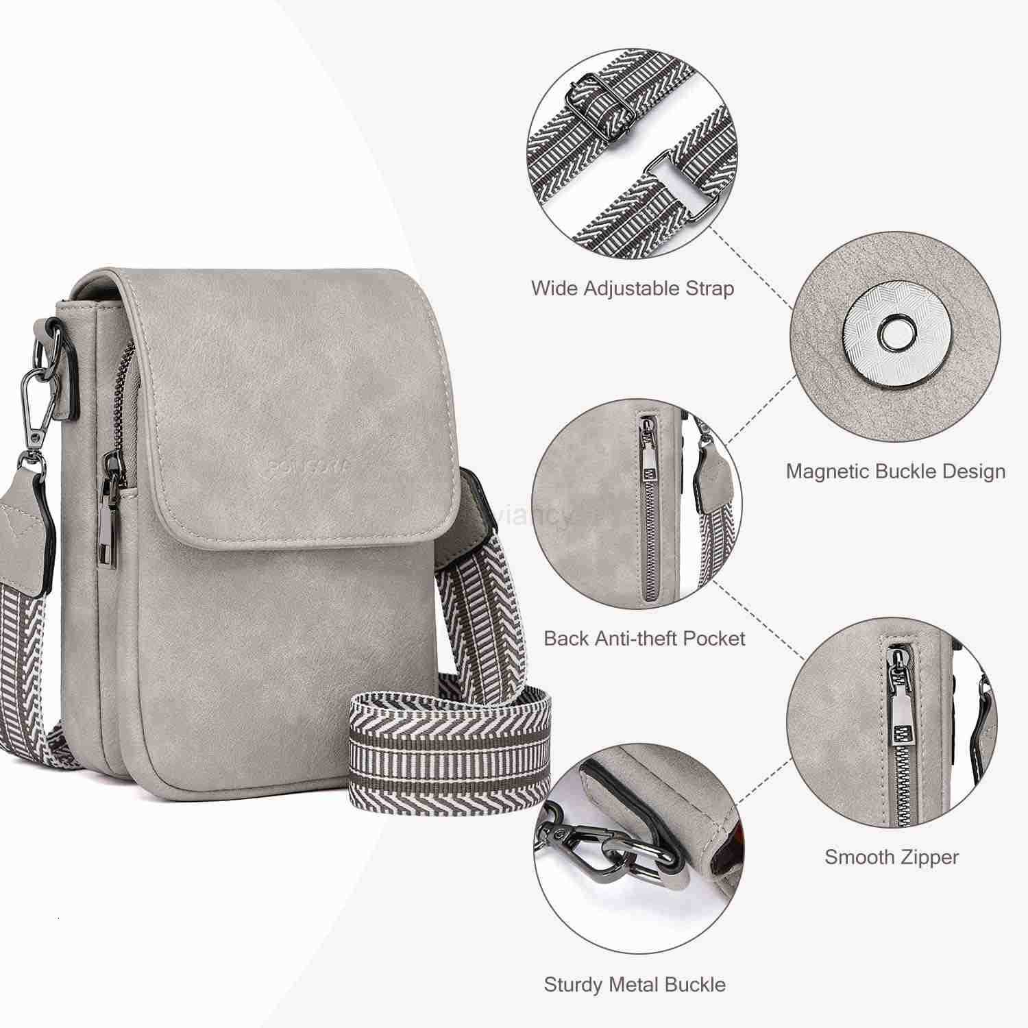 Small Crossbody Bags for Women TrendyLeather Triple Compartment Cell Phone Crossbody Wallet Purses with Card SlotsW250910