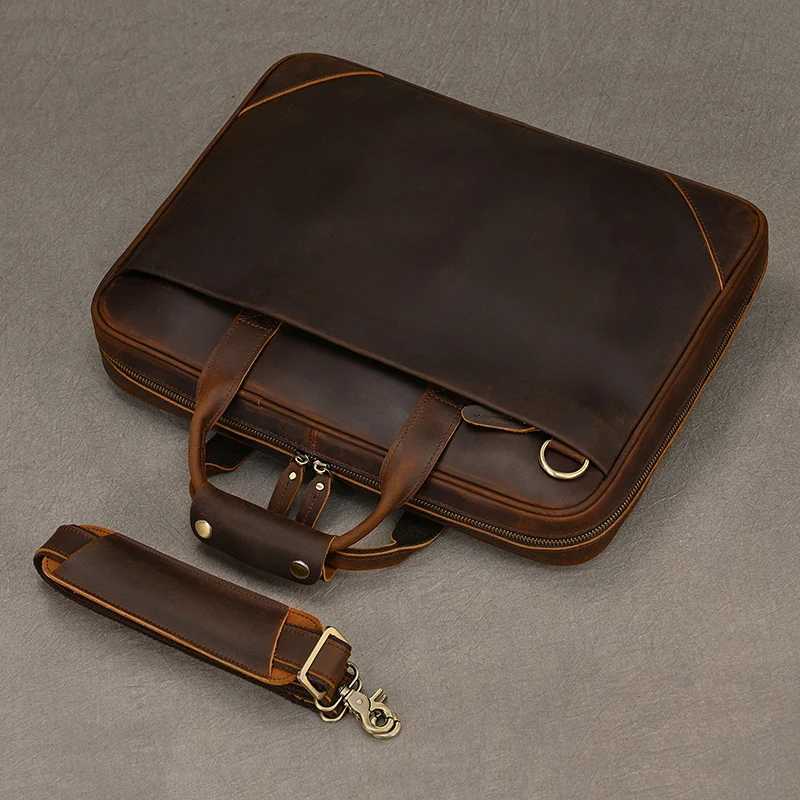 Luufan Genuine Leather Mens Briefcase Bag Fit 156 Laptop Business Handbags Daily Working Tote Cow Leather Male Computer bags Z250906