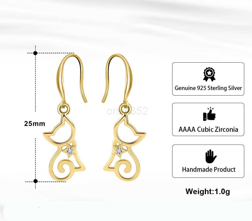 Dangle Earrings For Women by Ginger Lyne Clear Cubic Zirconia White Gold over Sterling Silver Pierced Kitty Ear Rings for Her Pet Lovers Fashion Jewel