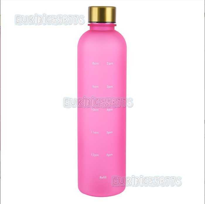 1000ml Gradient Color Space Cup Fitness Sports Water Bottle Plastic with Time Scale Travel Cup H250911