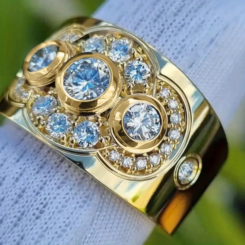 2025 Choucong Handmade Wedding Rings Vintage Jewelry 18k Gold Fill Round Cut 5A Cubic Zircon CZ Diamond Gemstones Party Women Court Women Engagement B