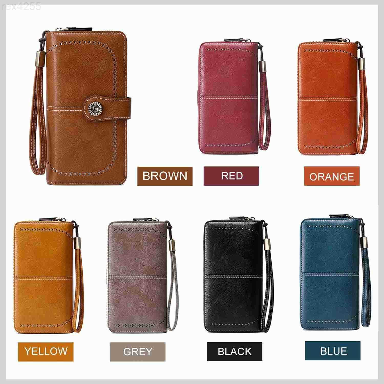 Red Wallet for Women PU Leather Large Capacity RFID TriFold Wallets with Wrist Strap and Zipper for Hold Credit CardsCell PhonesKeys Girlfriends Mothe