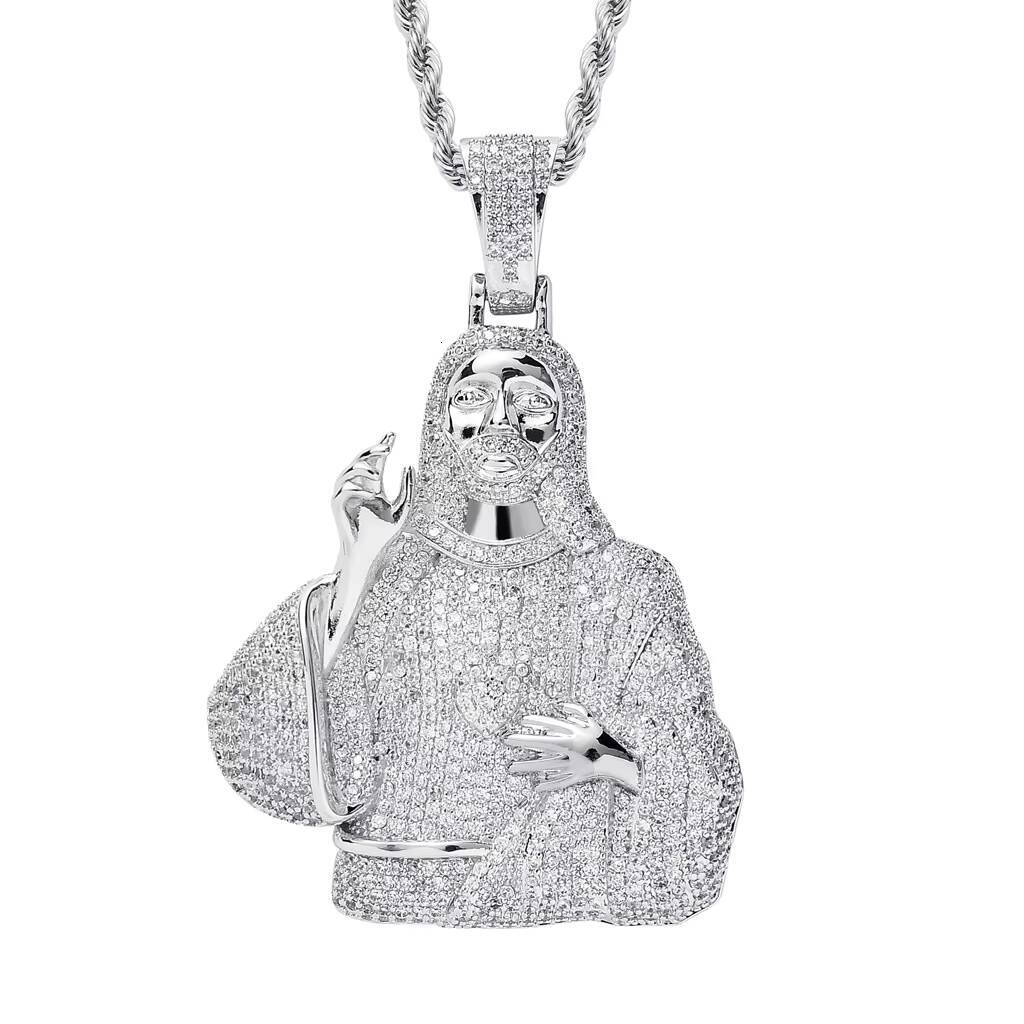 BES Hip Hop Jewelry Punk Vintage Religious Pendant Necklace Brass Gold Plated Cubic Zirconia Necklace Mens Jesus Christ Pendants