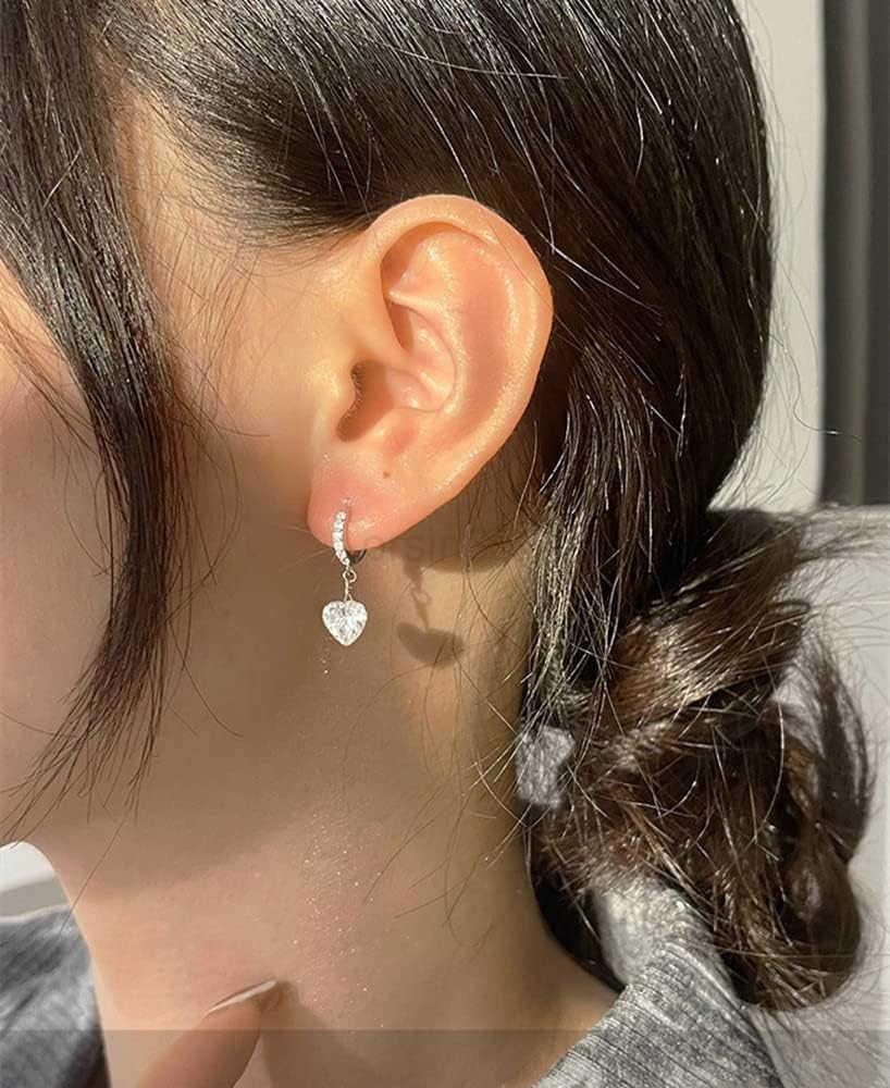 Hoop Earrings for Women Girls 925 Sterling Silver CZ Charms Dangle Drop Small Hoops Cartilage Hypoallergenic Piercing Cuff Wrap Cute Birthday VW250911