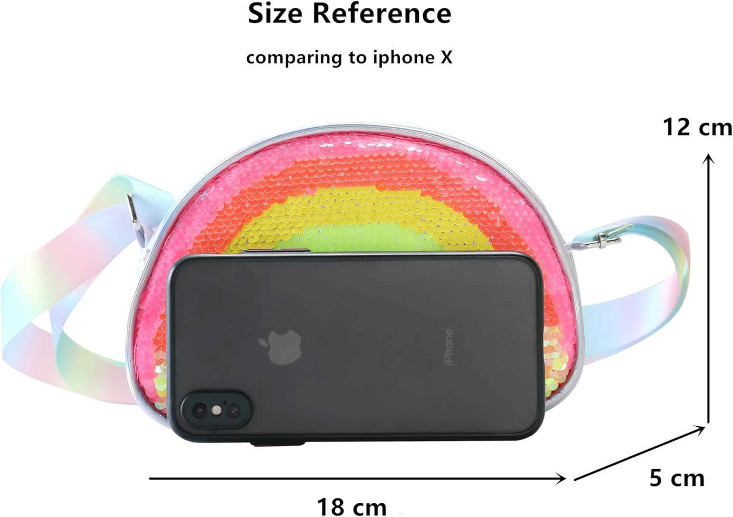 Girls Crossbody Bag Trendy Rainbow Purse with Multiple Compartments for Toddlers to TeensW250911