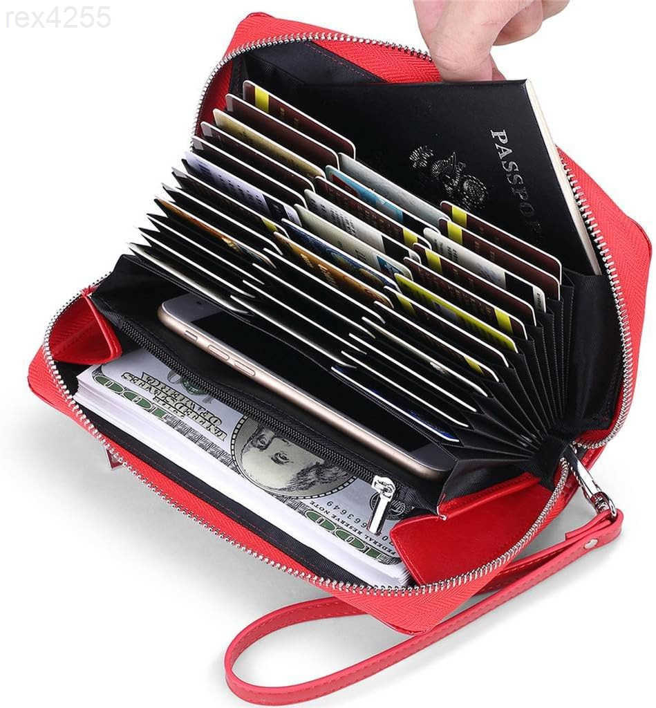 Womens RFID Blocking Leather Wallet Credit Card Holder Zipper Clutch PurseW250911