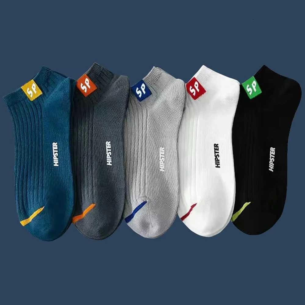 5 Pairs Men Socks Set Cotton Ankle Socks Low Cut Breathable Short Socks Soft Comfy Casual Sport Socks for Daily Summer Wear D250911