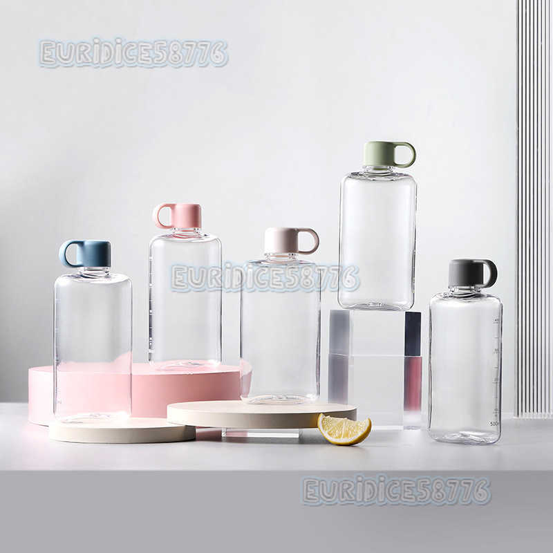 Fresh Style Portable Flat Bottle Plastic Cup Outdoor Summer Portable Large Capacity Antidrop Transparent Tritan Space Water Bottle H250911