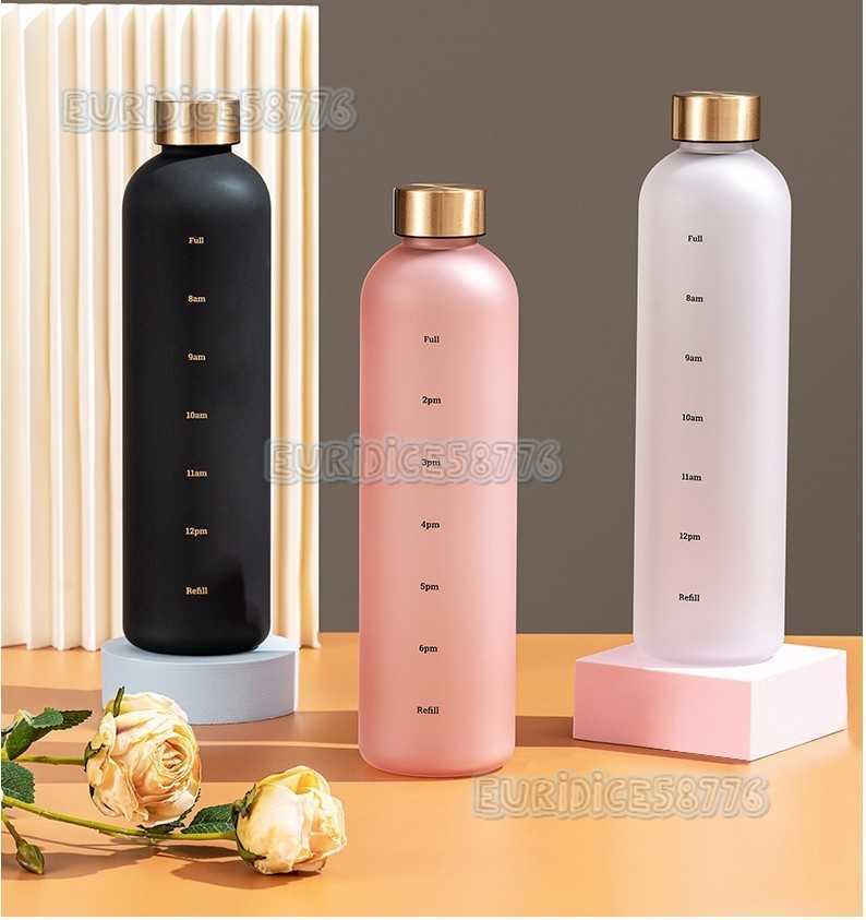 1000ml Gradient Color Space Cup Fitness Sports Water Bottle Plastic with Time Scale Travel Cup H250911