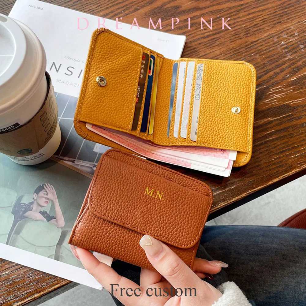 Genuine Leather Wallets For Women Custom Initials Cowhide Coin Purse Card Bag Engrave Name DIY Gift Luxury Small Lady Wallet W250911