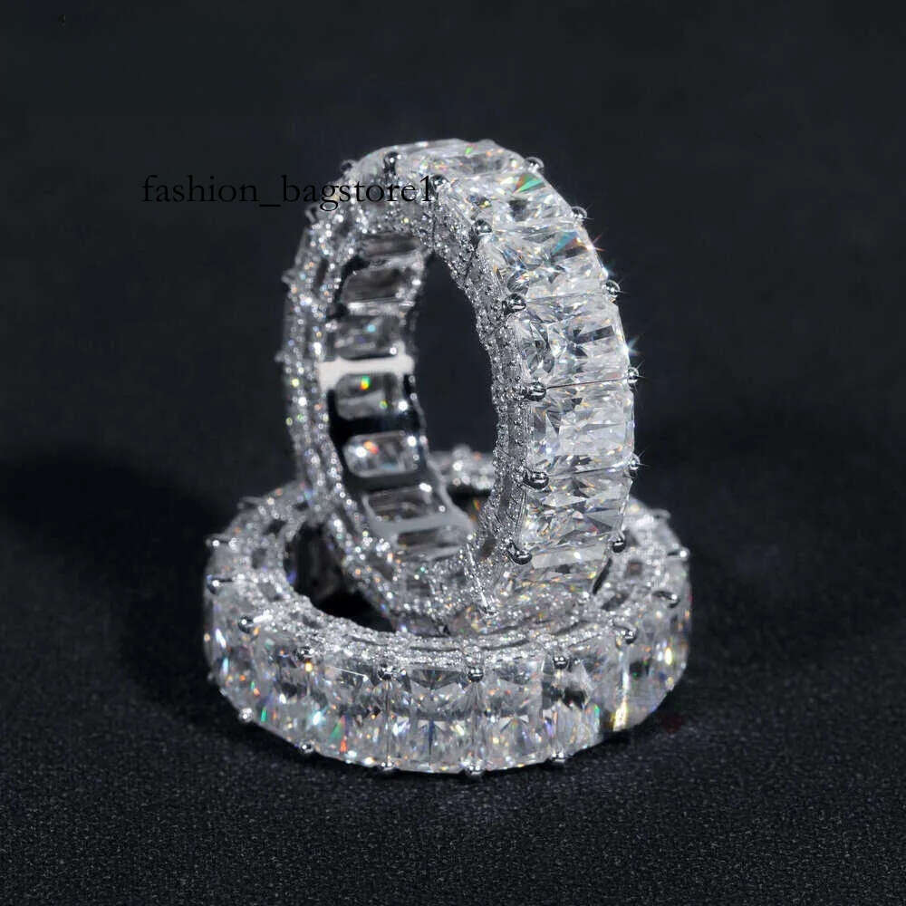 10k 14k Real Gold Wedding Full Lab Grown Vvs Moissanite Dia Jewelry Engagement Eternity Band Ring