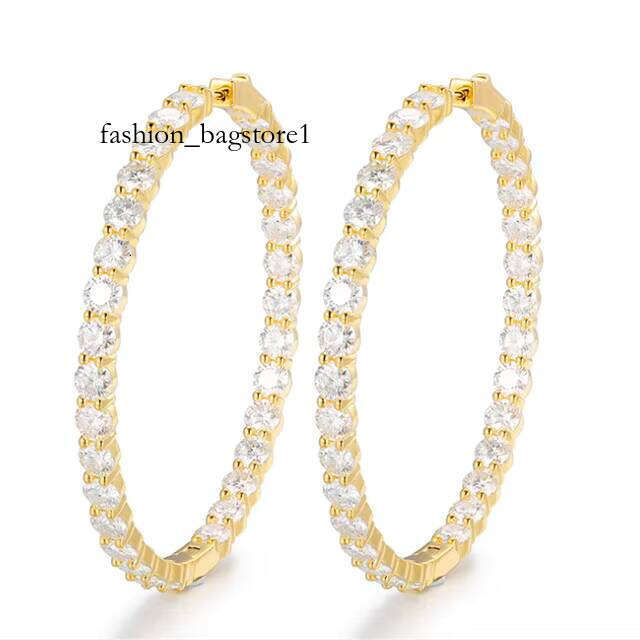 Big Hoop Women Sterling Sier Rose Gold 0.5ct Large Circle Moissanite Dia Earrings for Girl Men