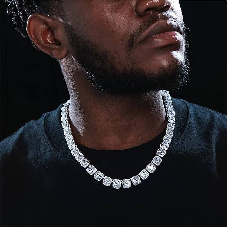 Fine Jewelry VVS Moissanite Diamond Tennis Chain Cluster Iced Out Tennis Bracelet Necklace Hip Hop 925 Sterling Silver