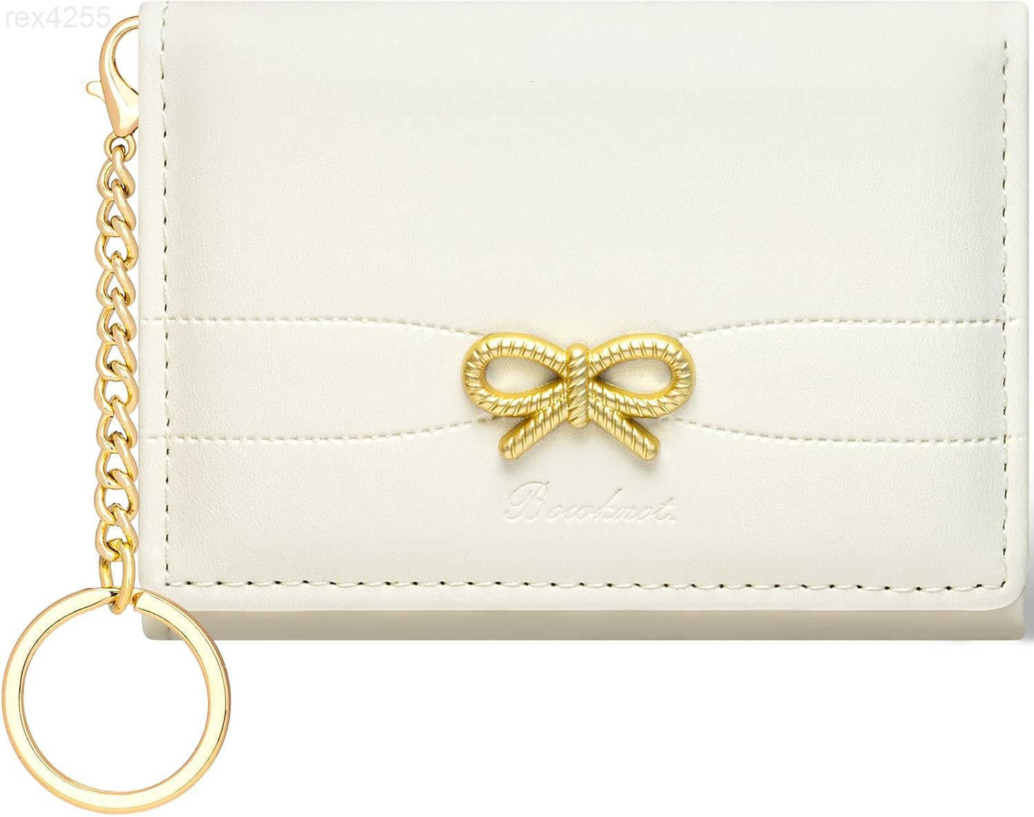 Coquette Bow Wallet for Women Small Slim Trifold Womens Wallet with Key chain Cute Aesthetic Card Holder ID Window for Girl WhiteW250911