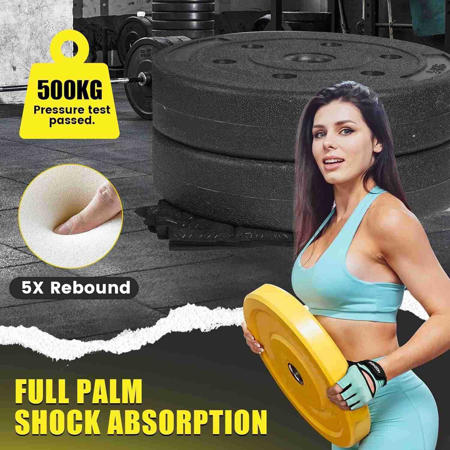 Ventilated Weight Lifting Gloves Thick Padded Workout Gym Gloves with Full Palm Protection Grip Shock Absorption for Women Mens Fitness Exercise Train