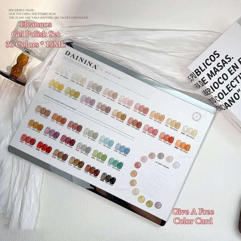Eleanuos Summer Jelly Ice Color Polishing 36Pcs Mixed Varnish Gel Durable Primer Finish Jade Grease Cream UV LED Nail Salon