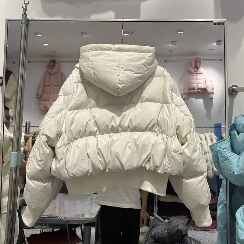 White Duck Overcoat 2025 New Winter Fashion High Quality Warm Hooded Short Casual Women Down Jacket H236
