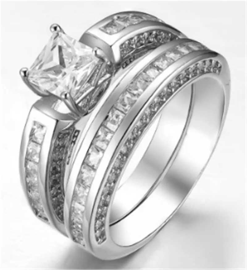 New Trendy Titanium Romantic Couple DIY Crystal Alliance Engagement Wedding Rings For Men Women Jewelry W250911