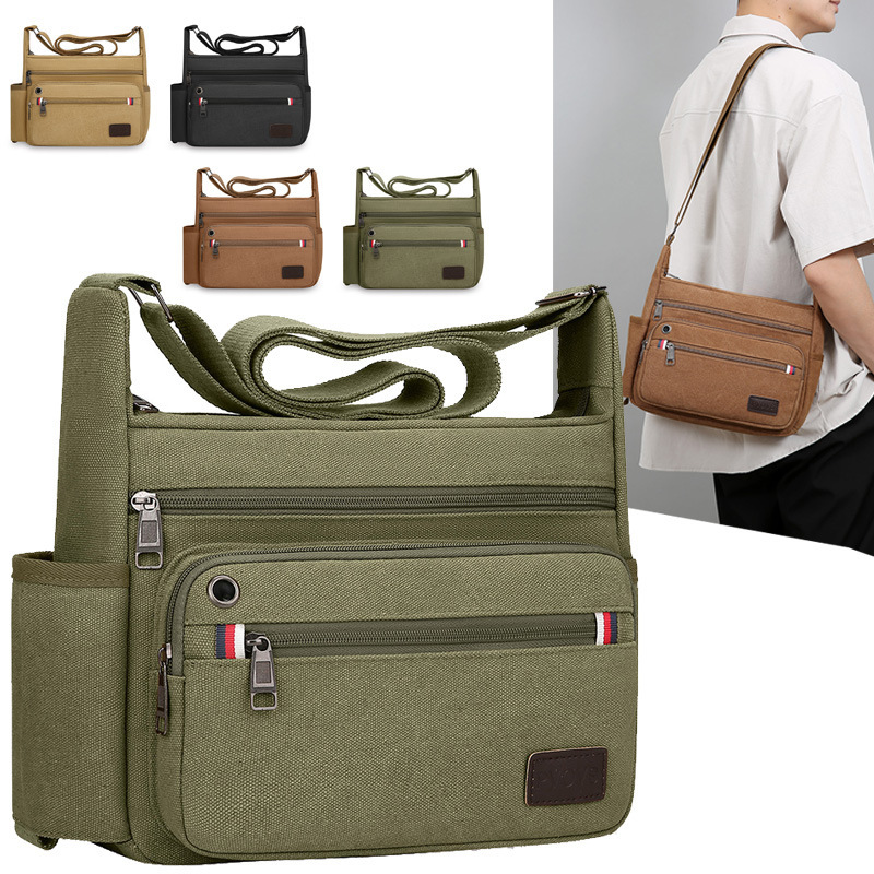 Luxury Bag Multi Layer Canvas Bag Fashion Designer Bag Simple Horizontal Men S Shoulder Bag Large Free Shipping Capacity Portable Storage Commuter Cro