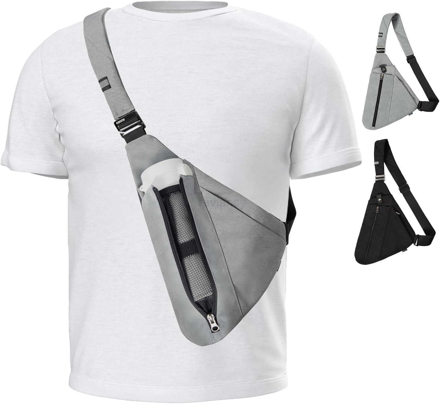 Sling Bag for MenRFID Crossbody Hiking Backpack Chest Shoulder Tactical Bag with Water Bottle Bag for TravelW250911