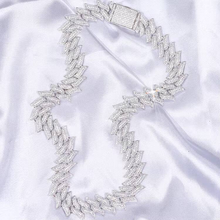 Hip Hop Style 925 Silver Tennis Necklace 265mm D Color VVS Diamond Iced Moissanite Jewelry Chain for Men Link Chain Necklace