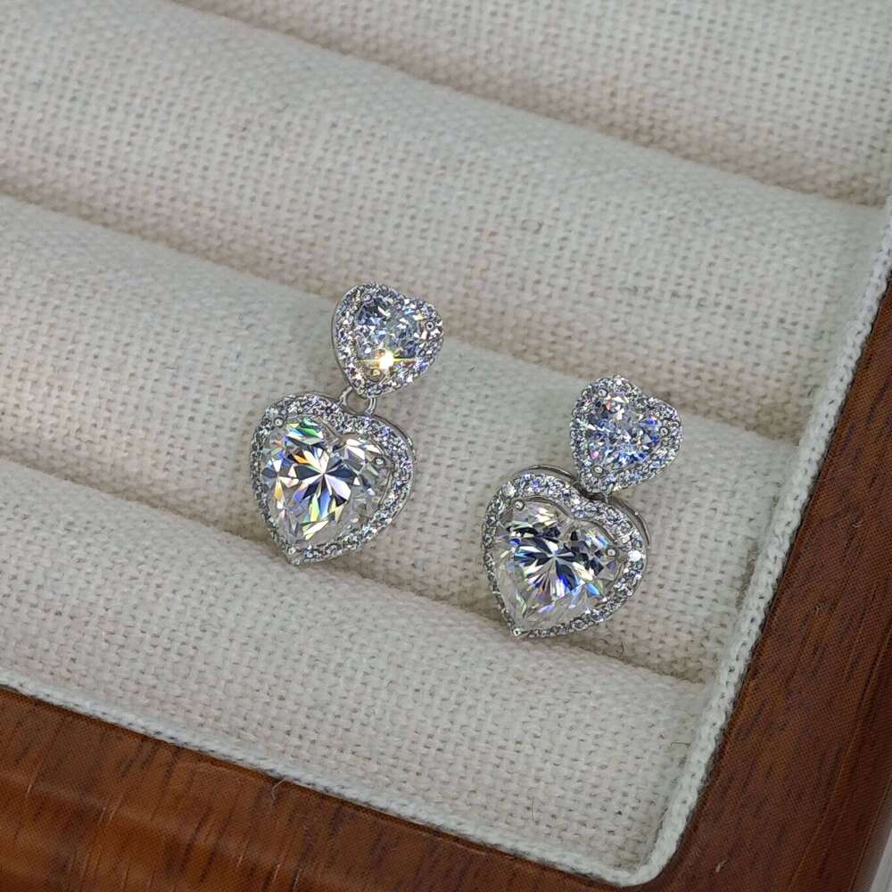 Ilona Sier Pendant Romantic Moissanite Fashionable Jewelry Heart Stud Earrings