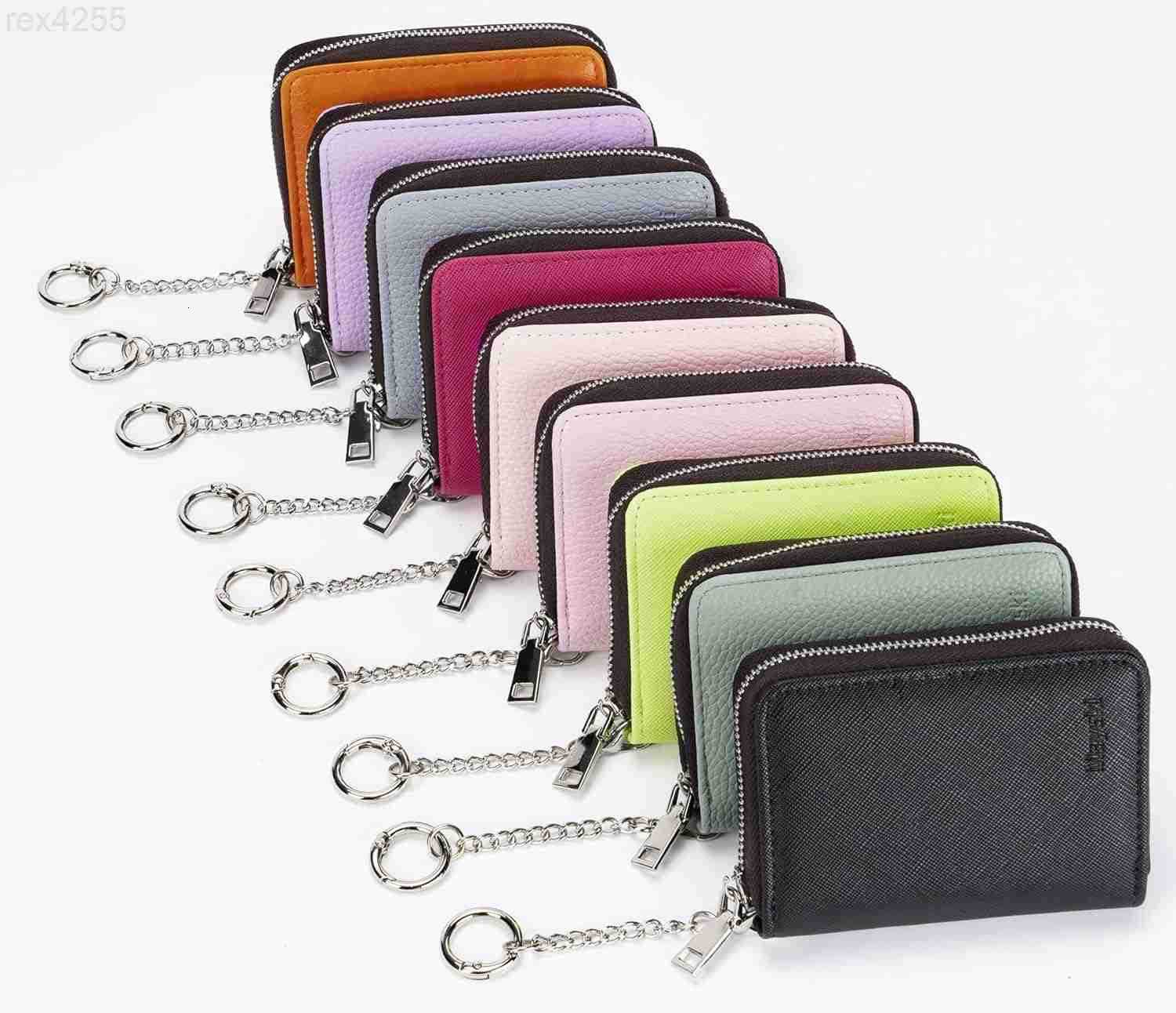 Credit Card Holder Zipper Credit Card Wallet for Women Small Accordion Card Cases Holder KeyChain Wallet Business Card Cases BlackW250911