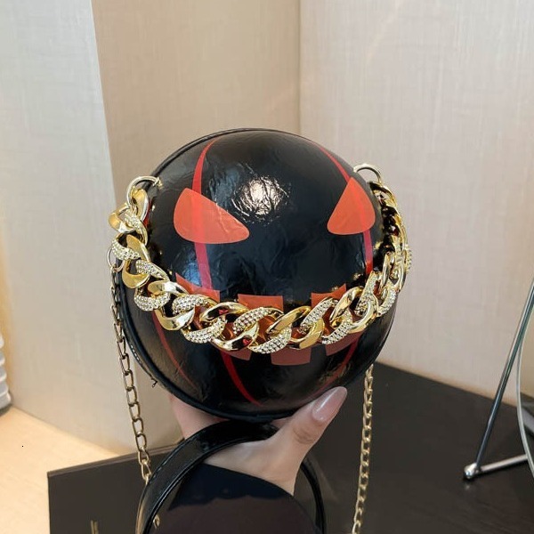 Halloween New Small Round Bag Fashionable Light Luxury Versatile Trendy Niche Design Pumpkin Bag Women's Shoulder Bag Designer Bag