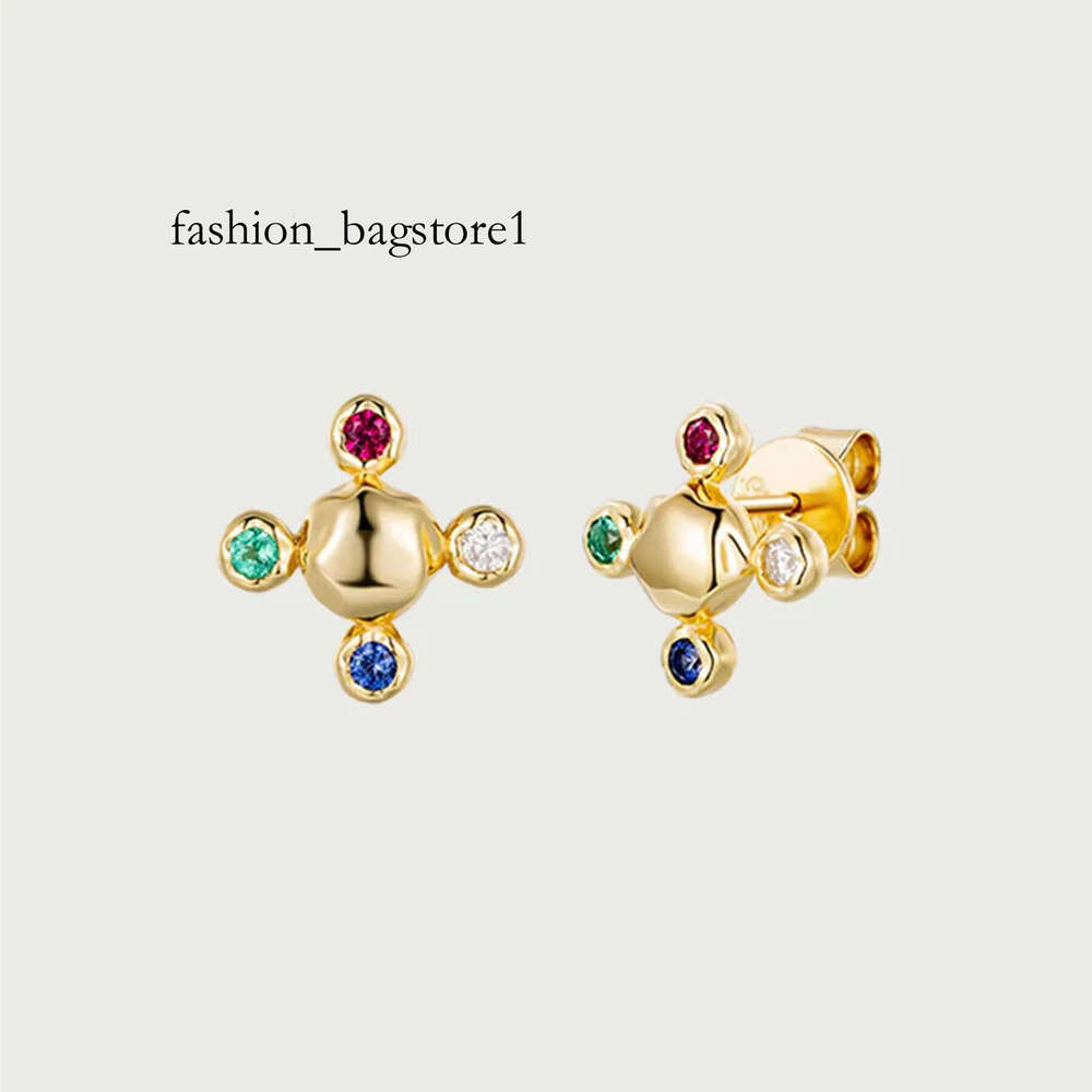 14k Gold Red Ruby White Moissanite Blue Sapphire Emerald Gemstone Stud Fashion Fine Sier Earrings