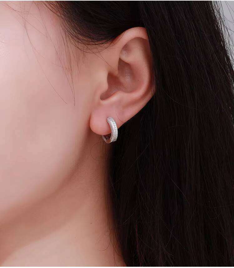 QYT Fine Jewelry S Sterling Sier Moissanite Earring High-end Ins Design Full Dia Hoop Earrings