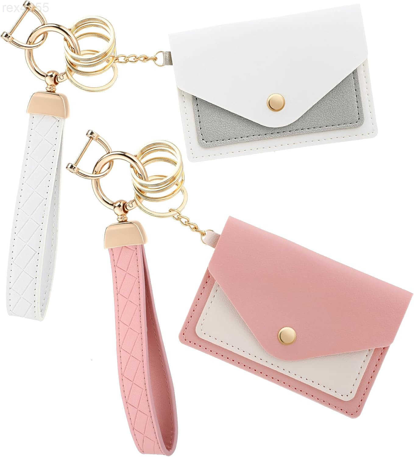 Leather Wristlet KeychainCute Wallet Keychain Car Key Chain Holder with 2 Key Ring Key Fob Wristband for WomenW250911