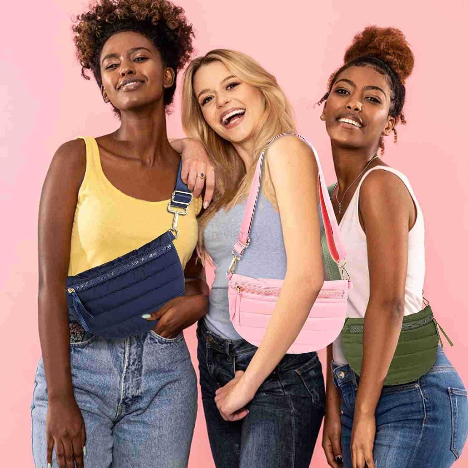 Crossbody Bags for Women Puffer Fanny Pack Sling Bag Puffy Chest Belt Bum Waist Bag Crossbody Purse Bags Quilted Shoulder Bag for Women GiftW250911
