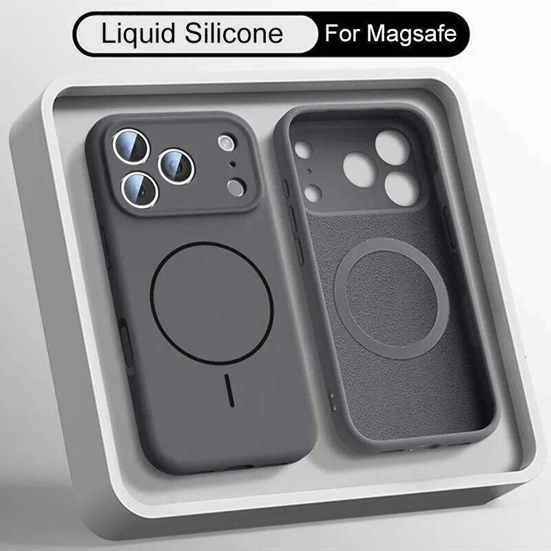 Liquid Silicone Case for iPhone 17 Air 16 16E 15 14 13 12 11 Pro Max Plus Soft For Magsafe Magnet Shockproof Matte Cover