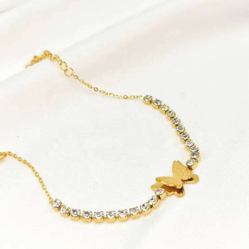 Hot Selling Trendy Hand Jewellery Butterfly Charm Gold Moissanite Tennis Chain Bracelet for Women