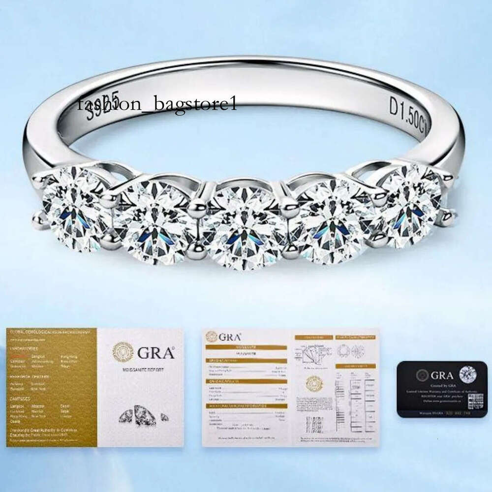 Moissanite Band Promise Ring for Women 100% Original Sterling Sier D White Gold Dia Rings Eternity Wedding Fine Jewelry Gift US Size 4-10